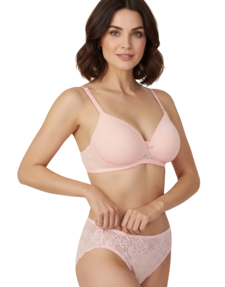 Butterfly Back Lace Lingerie Set Peach Pearl