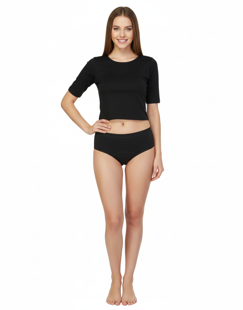 Super Soft Cotton Mid Waist Period Panty Black