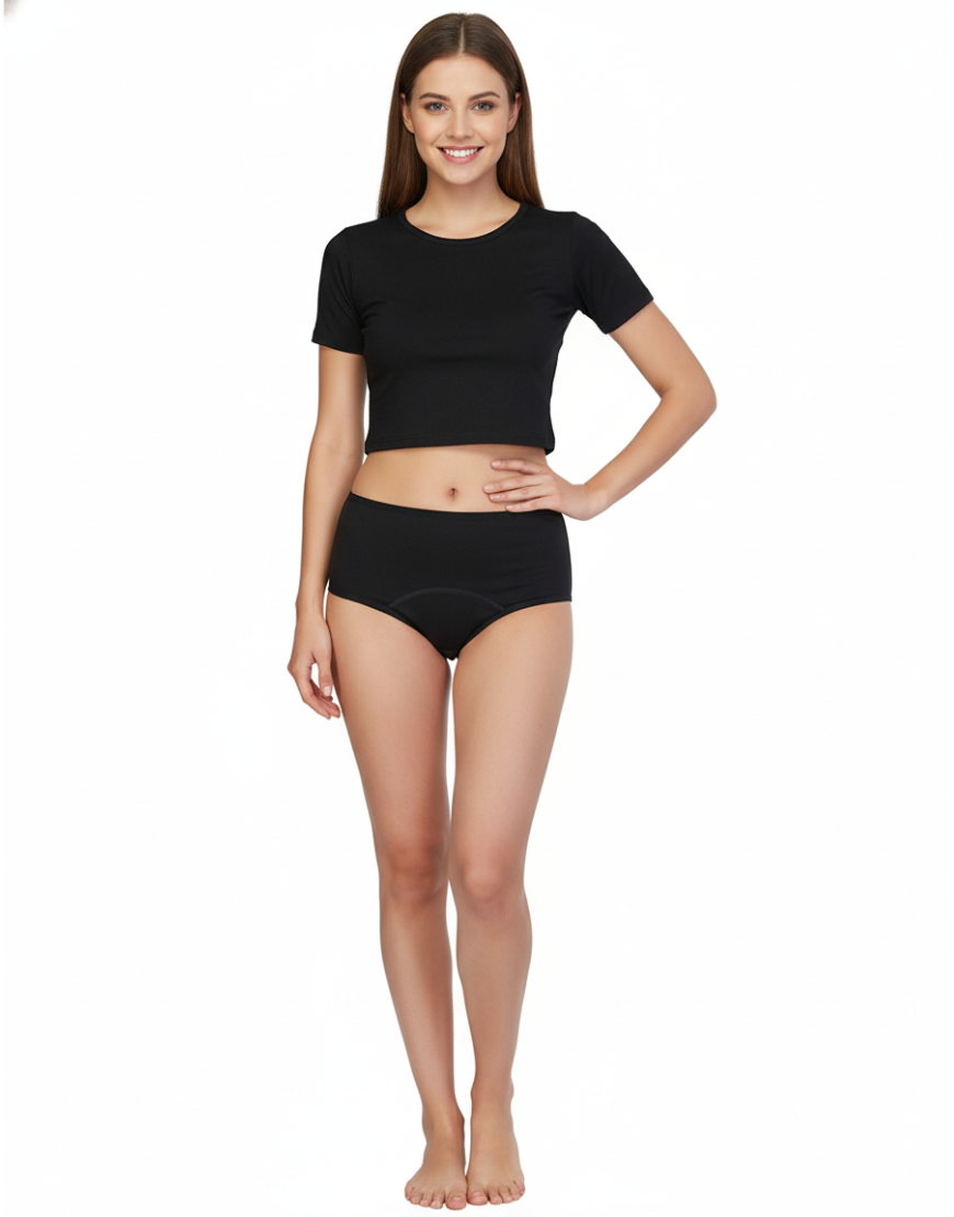 Super Soft Cotton High Waist Period Panty Black