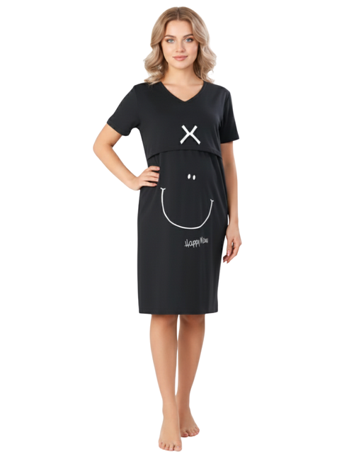 Made for Moms Feeding Night Shirt Black