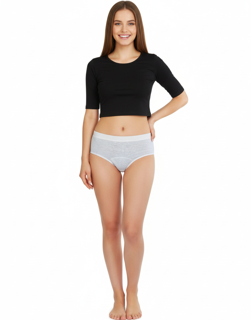 Super Soft Cotton Mid Waist Period Panty Light Grey