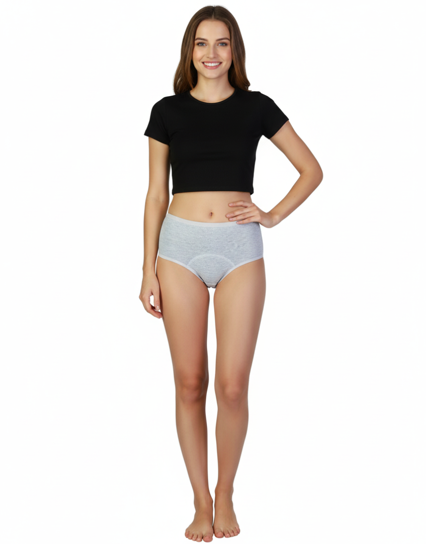 Super Soft Cotton High Waist Period Panty Grey